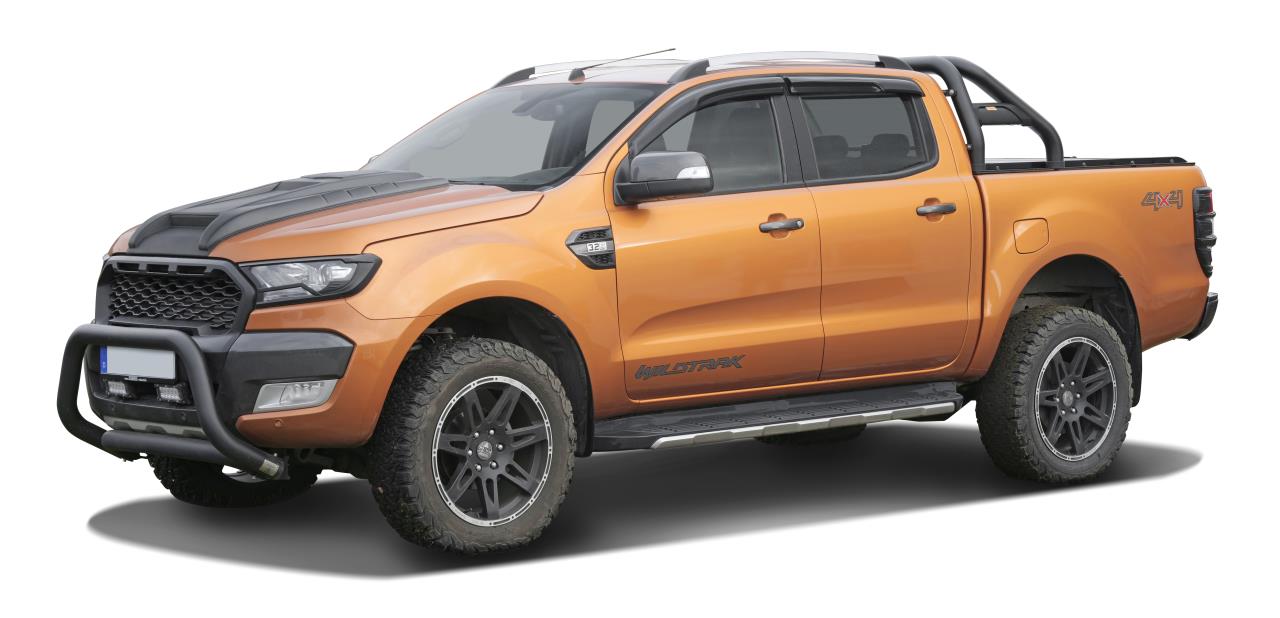 Kompletträder W-TEC Extreme 8,5x20 schwarz-silber mit Reifen 275/55R20 BF Goodrich All Terrain passend für Ford Ranger (2012-2022) & (2023-)