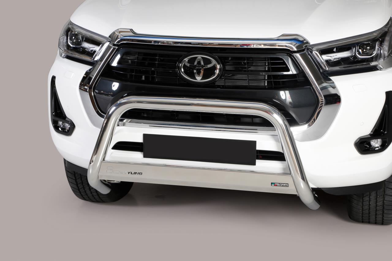 Stainless steel bullbar Ø 63 mm suitable for Toyota Hilux (2021-) Double Cab