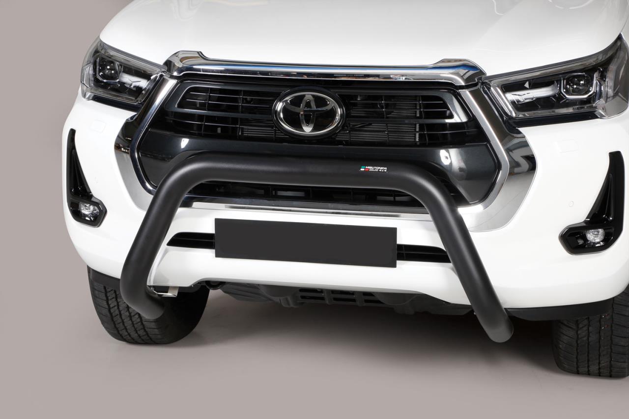 Black bullbar Ø 76 mm suitable for Toyota Hilux (2021-) Double Cab