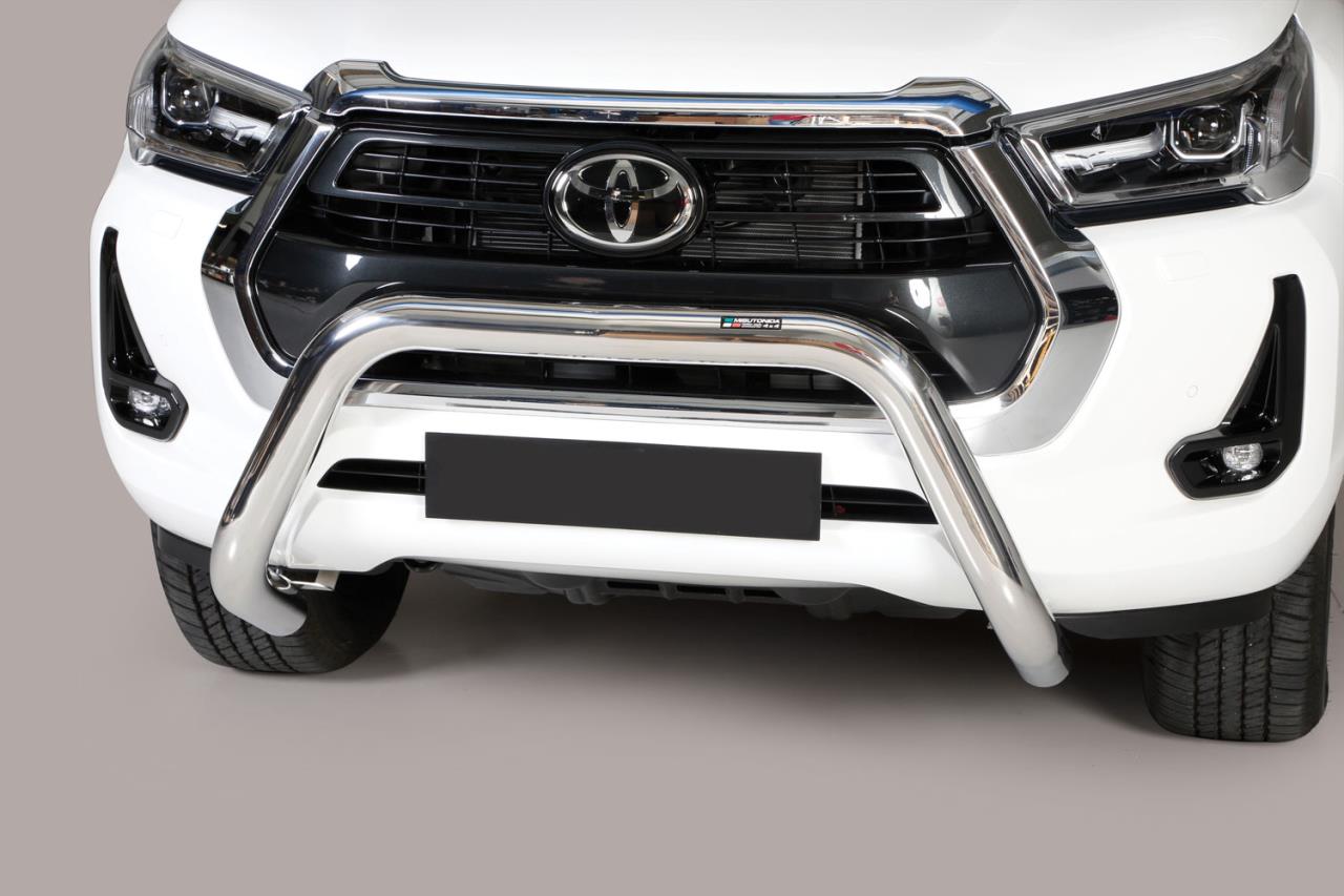 Stainless steel bullbar Ø 76 mm suitable for Toyota Hilux (2021-) Double Cab