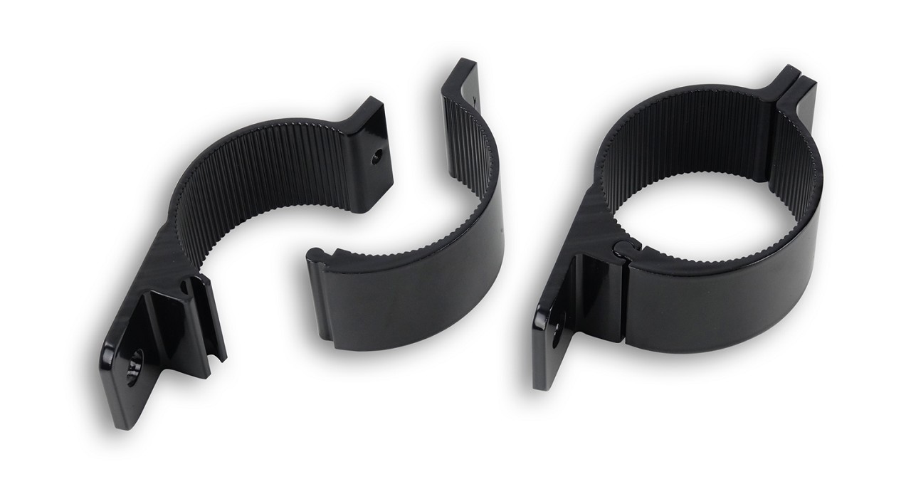 Standrohr-Schelle schwarz, für 35mm Standrohr, 1 Stück, für z.B. Blinker-  Befestigung mit 10mm Bohrung